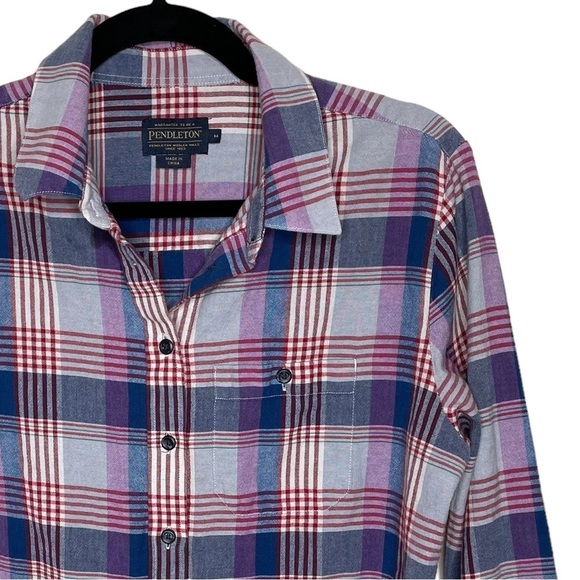 Pendleton Women Seaside Plaid Button Down Shirt Medium - Picture 5 of 12